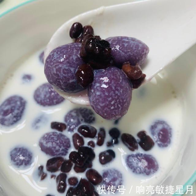  糯米粉|牛奶蜜豆紫薯丸子汤，好吃又可爱