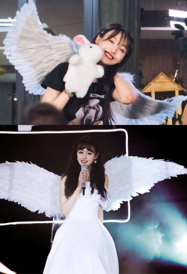  可爱|这个郑爽也太卡哇伊了，披着白羽毛化身天使，与孩子们同框超甜