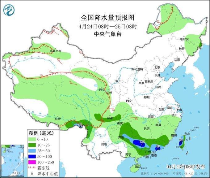 辽宁山东及华南需防范强对流影响 24日夜间起华南雨势再度加强