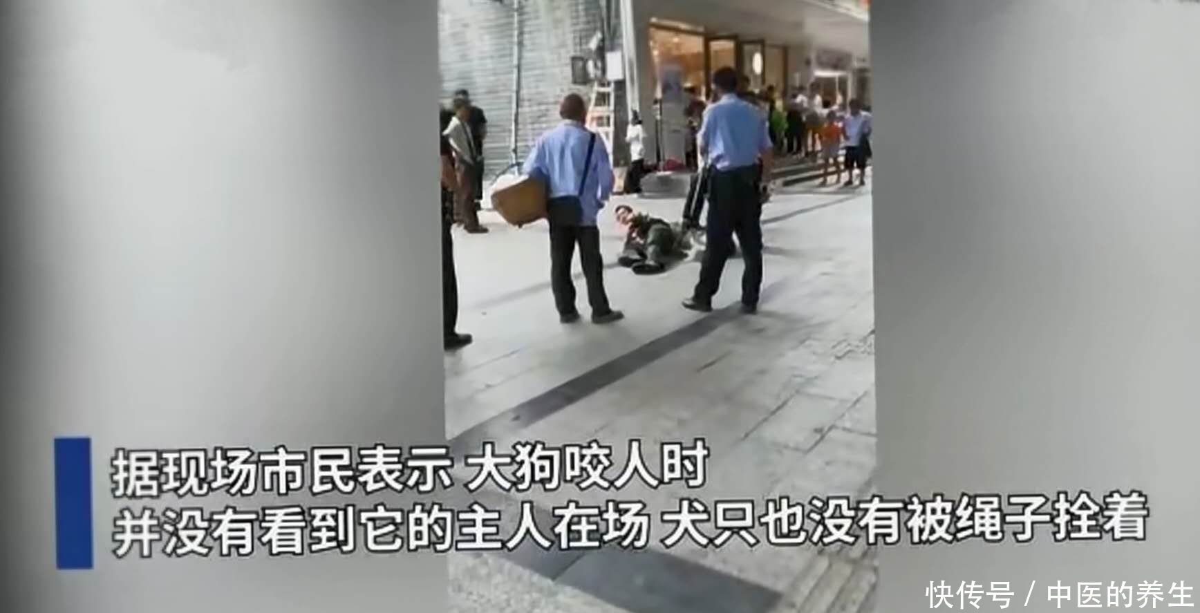  松口|大型犬当街扑咬路人，民警用钢叉解救，大狗还紧咬不松口~