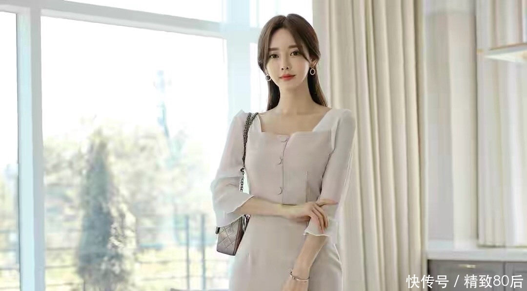 卡其色|孙允珠女装美图：搭配时尚卡其色包臀裙，尽显优雅时尚气质