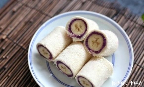 香蕉|一款精致早餐卷,紫薯香蕉加吐司,卷一卷切一切就完成